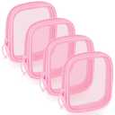 Weewooday 4 Pcs Mesh Makeup Bag Mesh Cosmetic Bag Travel Toiletry Pouch with Zipper Mini Makeup Cosmetic Purse for Daily Accessory(Small,Pink)