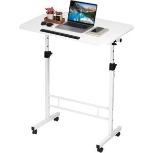 Small Standing Desk Adjustable Height,Rolling Computer Desk,Mobile Standing Desk with Wheels,Portable Stand Up Desk,Tall Computer Table,Adjustable Desktop Sit Stand Desk,Size 31.5x15.7 Inch White (32'')