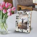Handicrafts Home 4x6 Picture Frame, Wall & Tabletop Dcor, Handmade Pearlescent Abyss Pattern, Vintage & Elegant Mother of Pearl Picture Frames for Living Room, Office & Home Decor  White & Black