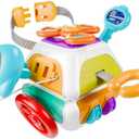 iPlay, iLearn 10 in 1 Baby Busy Board Cube, Montessori Sensory Toy Toddler 1-3, Infant Carseat Plane Travel Game, Kid Education Learning Activity, Birthday Gift 9 10 12 18 Month 1 2 Year Old Boy Girl