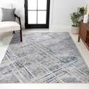 JONATHAN Y Slant Abstract Gray/Blue Indoor Area Rug 3X5 ft, Modern for Living Room, Bedroom, Kitchen, Office, Easy-Cleaning, High Traffic, Pet-Friendly, Non-Shedding SOR201B-3