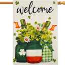 St. Patrick's Day Garden Flag 28"x40", Double-Sided Shamrock Garden Banner, Irish Outdoor Decoration for Yard, Patio, Lawn, Porch
