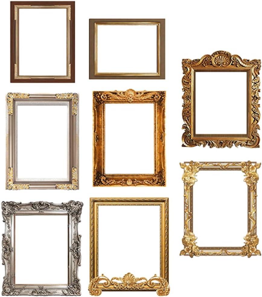 Kichvoe 8pcs Vintage Photo Frames Wall Stickers - Removable Picture Frames Wall Decals - Antique Baroque Miniature PVC Hanging Decor for DIY Jewelry Display Hotel Home