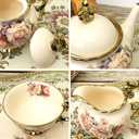 fanquare 15 Pieces British Porcelain Tea Set, Floral Vintage China Coffee Set, Wedding Tea Service for Adult, Big Tea Cup
