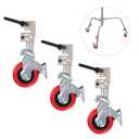 3 Packs Swivel Caster Wheels Set, Professional C Stand Wheels With 25mm Diameter for Photography Light, Durable Metal Construction and Tender Rubber Base, Compatible With C Stand (Red)