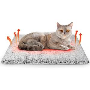 Buvlnee Self Warming Cat Bed Mat, Self Heating Mat for Dog, Extra Warm Thermal Pet Pad with Non-Slip Bottom, Removable Washable Cover for Indoor Outdoor Non Electric (Black, 18x24in)