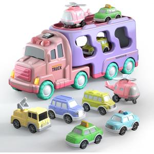 Beby Buty 7 in 1 Car Truck Toys for Toddlers, Truck Toys with Light Sound, Birthday Gifts for 3-5 Year Olds