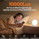 Light Therapy Lamp UV-Free, Full Spectrum 10000 Lux Bright White Light with Adjustable Brightness, Color Countdown Timer