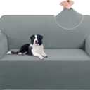 U-NICE HOME Velvet Loveseat Sofa Covers Stretch Couch Cover Furniture Protector Sofa Slipcover for Dogs (Medium, Light Grey)