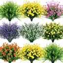 Zeyune 42 Bundles Artificial Flowers Fake UV Resistant for Outdoor Plastic Greenery Shrubs Plants No Fade Faux Flower for Garden Porch Patio Window Box Decor Wedding Hanging Indoor