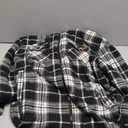 Men's Thick Fleece Plaid Jacket Flannel Shirts Sherpa Lined Full Zip Up Hoodie Winter Coat with Pockets (X-Large, Dark Black White)