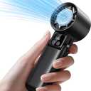 Portable Handheld Fan with Ice Cooler, 5 Gear Wind,Hand Fans with 15000RPM Air Turbo Tech, 3-in-1 Foldable Fans,Digital Display, Rechargeable, Small Portable Fan for Travel,Hiking,Beach,Office