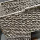 Creative Co-Op Braided Bankuan and Rattan Stair Basket with Whitewash Finish and Handles, White