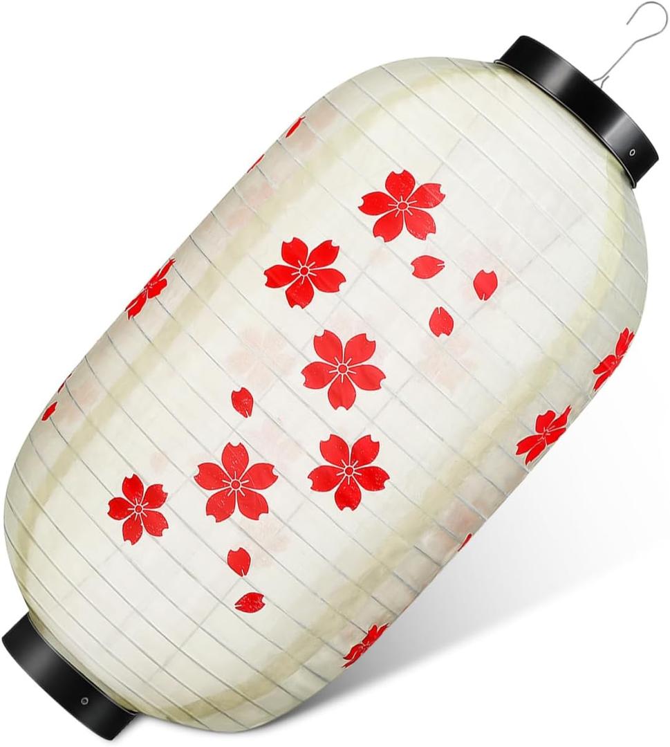 OSALADI Japanese Style Hanging Lantern Cherry Blossoms Silk Lantern Chic Ceiling Pendant for Outdoor Party Home and Garden Decor 17.71 X 9.84 X 9.84 in