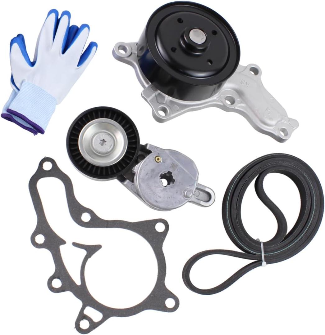 MOTOKU Engine Water Pump and Serpentine Belt Drive Kit with Tensioner for Toyota Camry Highlander RAV4 Sienna Venza for Scion tC