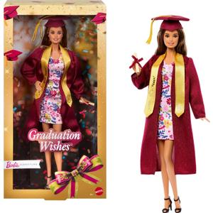 Barbie Signature Graduation Wishes Fashion Doll with Burgundy Robe & Tassel Cap, Collectible Toy in Giftable Packaging