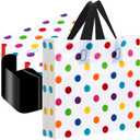 Honeydak 48 Pieces Colorful Rainbow Gift Bags Polka Dot Plastic Shopping Bags with Handle 10 x 13'' for Small Bussiness Merchandise