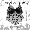 3 x Bow Hair Claw Clips Halloween Flat Hair Clips for Women Cute Black Bat Claw Clips Lace Hair Clip for Thin Thick Hair Styling Cosplay Costume Party Hair Accessories 1Pcs (Bat)