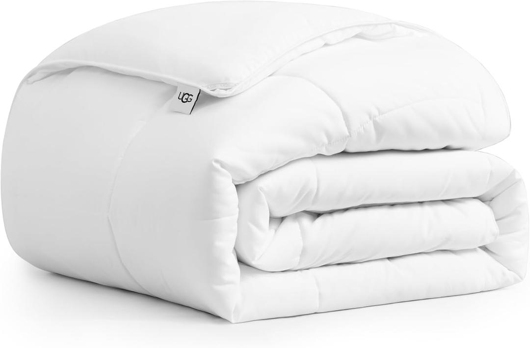UGG Danielle Full/Queen Comforter Duvet Insert Cooling Lightweight Down Alternative Hypoallergenic Washable Quilted Fluffy Comforter Blanket with Corner Tabs for Duvet Cover, Full/Queen, Bright White