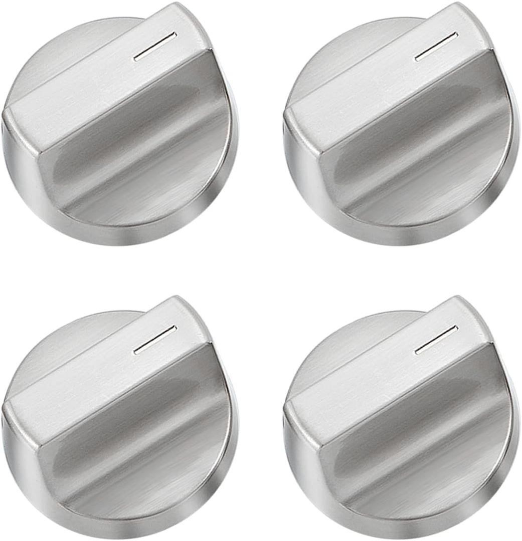 W11366438 5T08 Stove Knobs Replacement Parts for Whirlpool Gas Range Stainless Steel Oven WCG55US6HS00 WCG55US6HS WCG77US0HS Electric Cooktop WCG97US0HS05 Metal Stove Top Knobs 4 Pcs