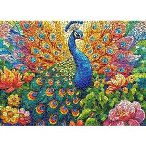 Stained Glass Peacock Puzzles for Adults 1000 PiecesMosaic Bird Peacock Garden Flower Jigsaw Puzzle ArtColorful Impossible Hard Challenge for Adults