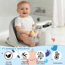 Baby Bath Seat for Babies 6 Months & Up - Bathtub Seats for Babies Sitting Up, Non-Slip,Smart Real-Time Temperature& 4 Suction Cups(Grey)