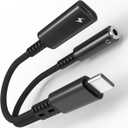 USB C to Headphone Jack Adapter and Charger, 2 in 1 Type C to 3.5mm Aux Audio Adapter with PD 60W Fast Charging for iPhone 16 15 Pro Max Plus, Samsung Galaxy S25 S24 S23 Ultra and More USB C