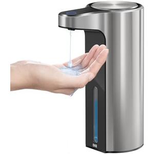 EKO Aroma Touchless Automatic Soap Dispenser for Kitchen and Bathroom, Liquid Hand Soap Dispenser, Water-Resistant and Rechargeable, 9 fl oz (Stainless)
