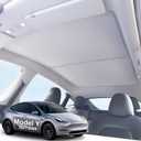 Sunshade Roof for Tesla Model Y 2020-2025 Accessories, Sag-Free&No Gap, Heat Insulation Glass Roof Sunshade Sunroof, Magnetic-Mid Design, No-light Leakage OEM-fit Roof Shade Accessories