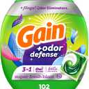 Gain Flings Laundry Detergent Pacs with Odor Defense, 102 Count, Super Fresh Blast Scent, HE 3in1 Detergent Pacs with Febreze and Oxi