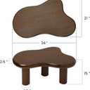 34"(L) Cloud Coffee Table, Modern Wood Coffee Table for Living Room, Accent Center Tables with 3 Legs, Small Tea Tables for Balcony, Patio, Bedroom, Walnut, 34" X 21" X 15"