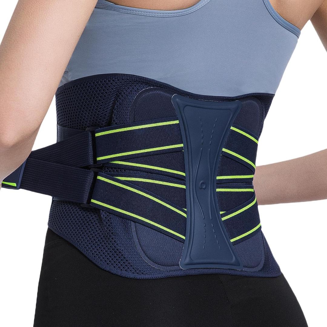 aoFIT Back Brace for Lower Back Pain Relief, Adjustable Lumbar Support Belt with Steel Plates, Dual Compression, Breathable 3D Knit Fabric, Slim Waist Design for Work, Gym, Sciatica, Herniated Disc L (Midnight Sunburst)