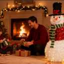 4Ft Outdoor Snowman Lighted for Christmas Yard/Lawn, 150 Lights Foldable Pop-Up Christmas Snowman Waterproof Battery Operated Xmas Decoration Prelit Holiday Porch Ornaments for Indoor/Outdoor