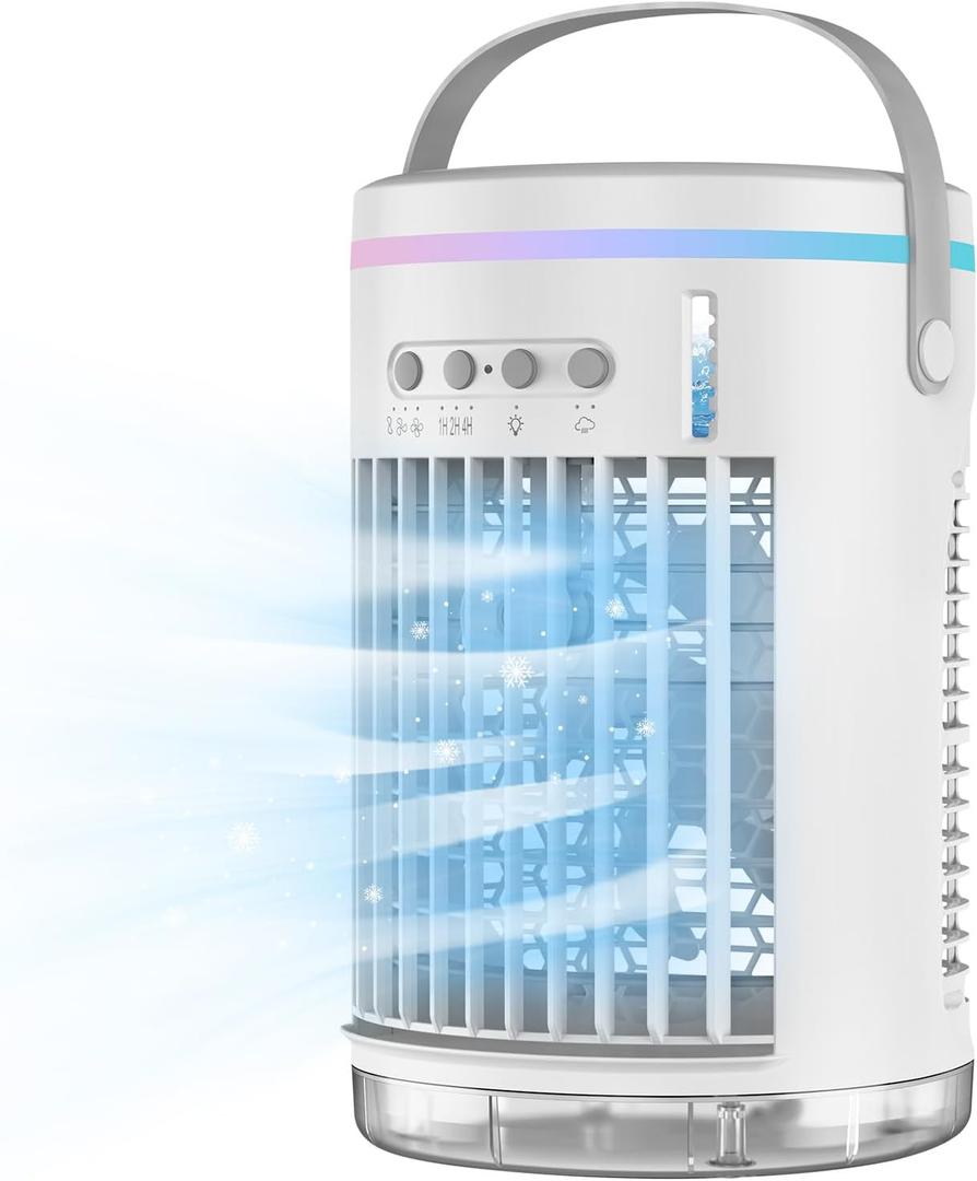 Portable Air Conditioners,4-in-1 Portable Fan1400ml Mini Air Conditioner Air Cooler Fan with 3 Speeds & 1-4H Timer, Cooling Fans That Blow Cold Air for Bedroom Room Office Desk