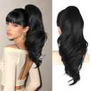 18" Black Ponytail Extension Clip In Pony Tails Hair Extensions Ponytail Clip On Ponytails for Women Claw Clip Hair Pieces for Women,Long Wavy Ponytails Extensions for Daily Use