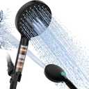 SR SUN RISE Filtered Shower Head with Handheld, High Pressure 9 Spray Mode Matte Black Showerhead with Filters, detachable shower head,Water Softener Filters Beads for Hard Water - Remove Chlorine