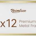 Heimlove 6x12 Aluminum Picture Frame, Metal Picture Frame Wall Mounting Horizontally or Vertically, Photo frame with Tempered Glass - Simple and Elegant Decor for Wall - 1 Pack - Gold