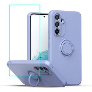Compatible with Gabb Phone 4 Pro Phone Case with Screen Protector,for Samsung Galaxy A15 Case Ring Kickstand Slim Soft Silicone with Full Camera Protection Shockproof Cover for Bark Phone A15 Purple