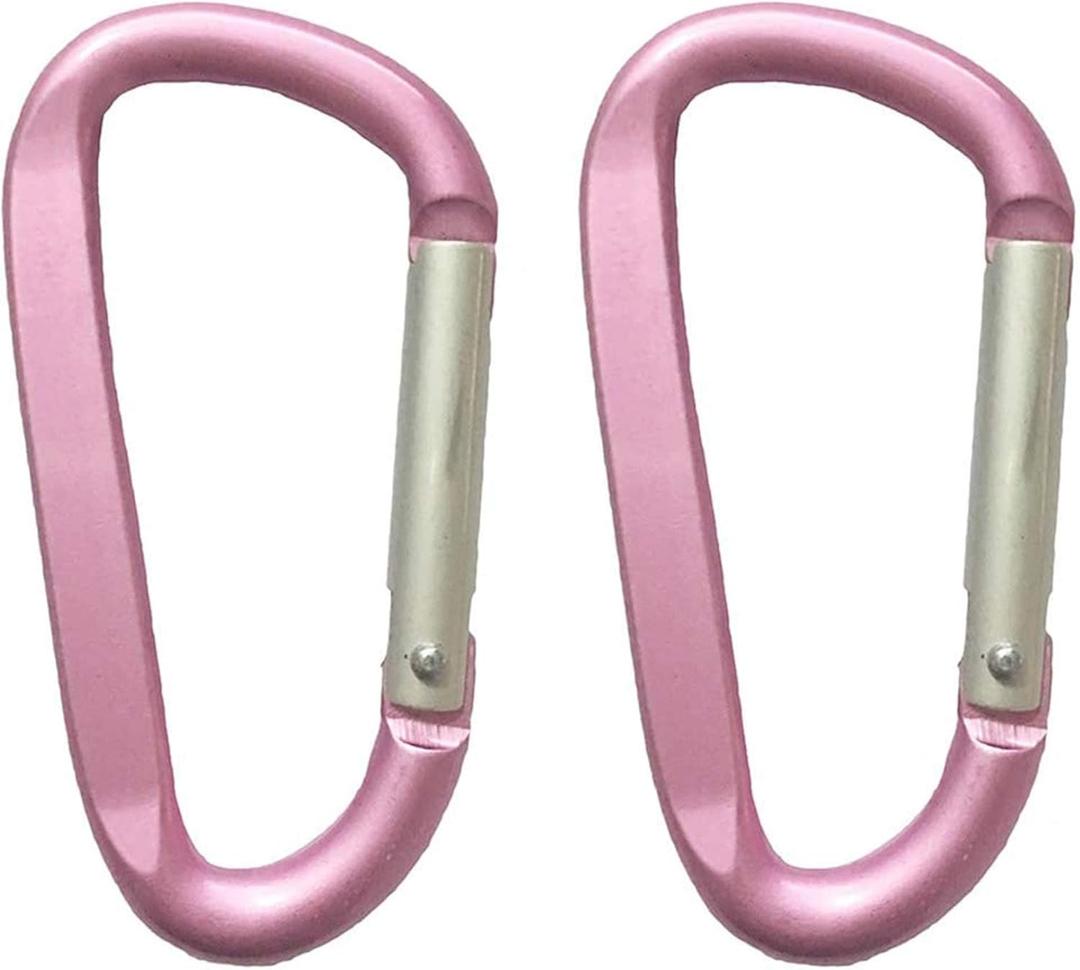LESHIRY Large Carabiners Keychain 3" Aluminum D Shape Premium Durable D-Ring Carabiner Clip Hook Camping Accessories Snap Link Key Chain Durable Improved Design (2pcs pink)