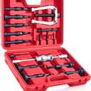 Orion Motor Tech Blind Hole Collet Bearing Race and Seal Puller Extractor Kit, Slide Hammer Pilot Insert Inner Internal Bearing Removal Tool Set, 16PCS (Red)