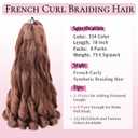 French Curl Braiding Hair 8 Packs 18 Inch Loose Wavy Bouncy Braiding Hair Pre Stretched 75g/Pack Synthetic French Curly Braiding Crochet Hair for Black Women 33#