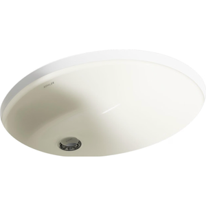 KOHLER 2210-96 Caxton Under-Mount Bathroom Sink, Include Overflow Drain, Fits 14" x17" Cutouts, Undermount Installation, Biscuit