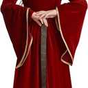 Girls Medieval Renaissance Royal Court Dress Queen Kids Princess Costume Halloween Cosplay (120, Red)