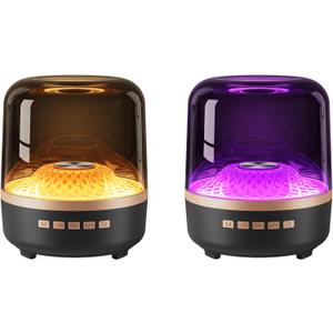 Bluetooth Speaker with HD Sound and Lights, Portable Wireless, Long-Lasting Battery Life, TWS Pairing, for Home/Party/Outdoor/Travel/Beach, Stocking Stuffers, Gifts for Adults (Black - 2)