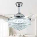 Fandelier Ceiling Fans with Lights and Remote Control Crystal Chandelier Ceiling Fan for Bedroom Living Room, LED Dimmable, 6 Speeds, Reversible DC Motor,Chrome