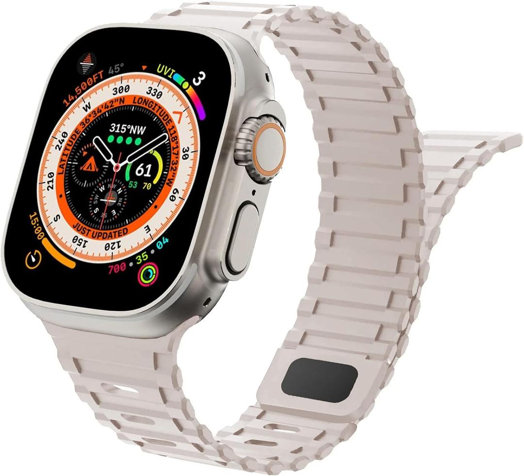 Magnetic Bands for Apple Watch Ultra/2 Band 49mm 45mm 44mm 42mm 46mm iWatch band 40mm 41mm 38mm Women/Men,Soft Sport Silicone Strap for Apple Watch Series10/9/8/7/6/5/4/3/2/SE 40 44 38 42 46 41 45 mm