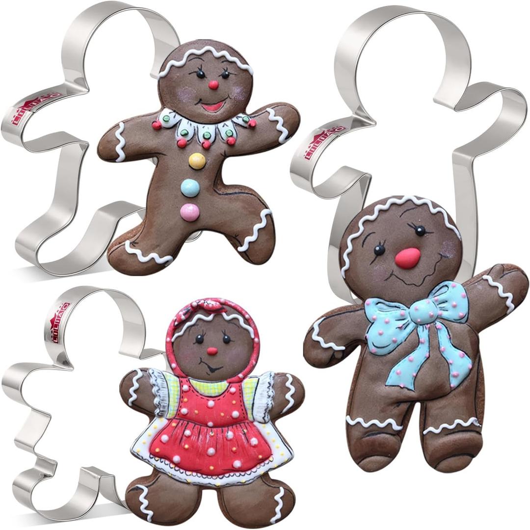 LILIAO Gingerbread Man Cookie Cutter 3-Pc Set Winter Christmas