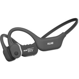 Open-Ear Bone Conduction Headphones, IP66 Waterproof, Integrated Transducer Running Headphones with Dual Mode, Rear Safety Light, 10H Battery,Advanced Mic for Cycling, Hiking & Outdoor Sports