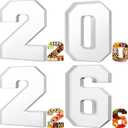 Tellingyou 2026 Charcuterie Number Fillable Plastic Boxes 13.7" Graduation Large Fillable Tray Numbers for Chocolate Candy Snack Grad Party Supplies(White)