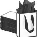 QIELSER White and Black Gift Bags with Handles 4.7x2.3x6.3 Inches Small Paper Bags with Tissue Paper Gift Wrap Bags for Party Favors, Birthday Gifts, Weddings, Baby Showers, Goodie Bags (30)